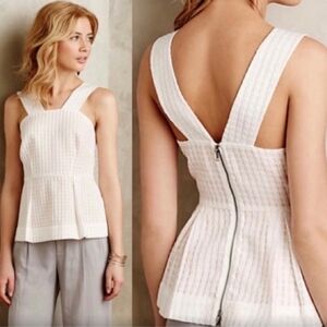 NWT Anthropologie Maeve White/Pink Tank Back Zipper Sz 6P